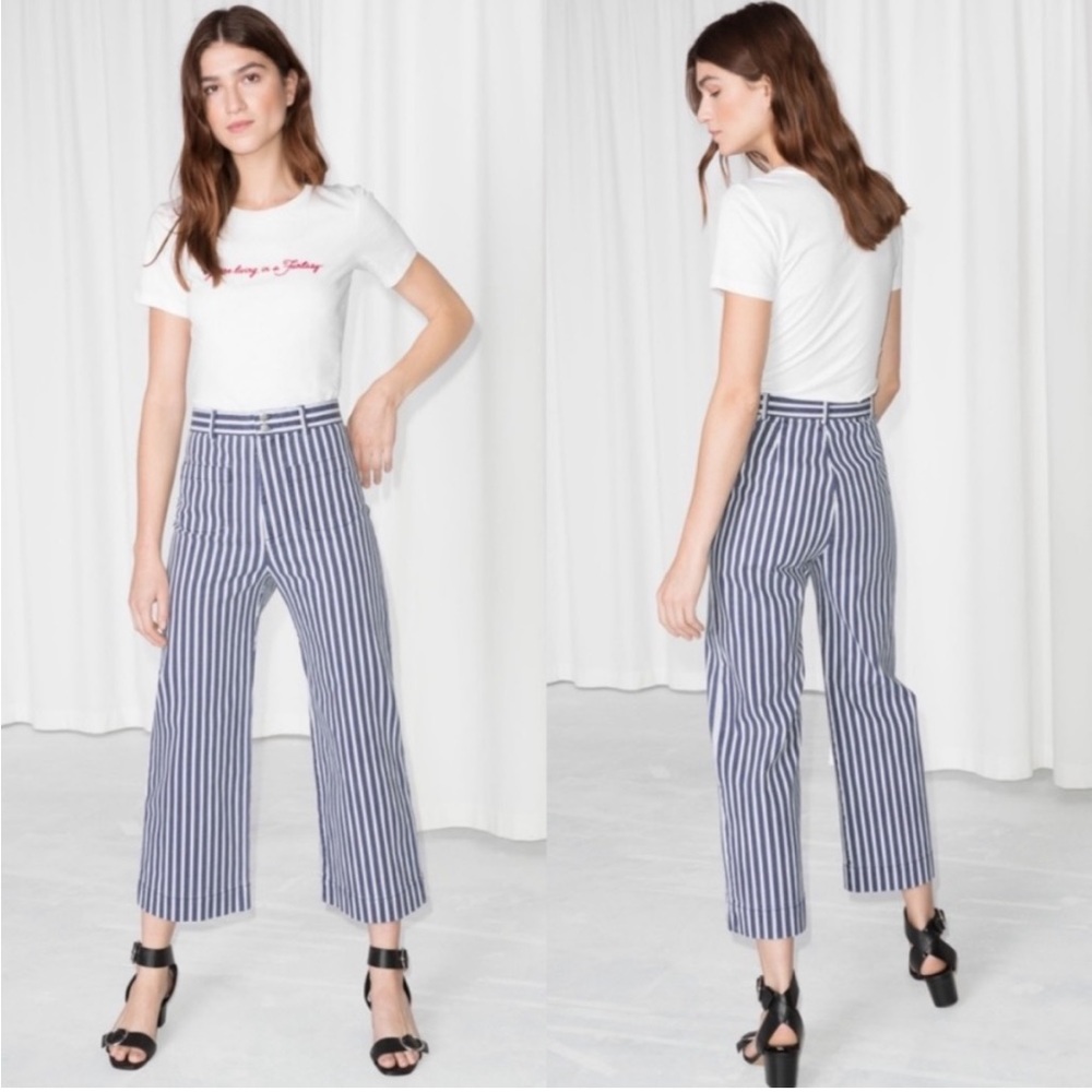 & other stories | High Rise Striped Cropped Trousers